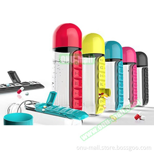 Chinese Supplier Plastic Water Bottle BPA Free with Pill Organizer